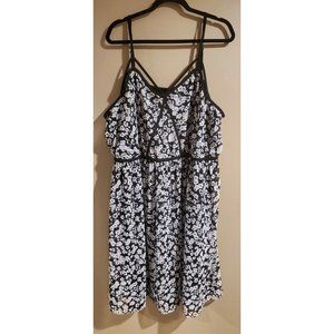 Lane Bryant NWT Strappy Sleeveless Black & Gray Floral Tank Dress, Size 26/28